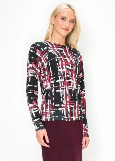 Brush Stroke Print Knit Sweater