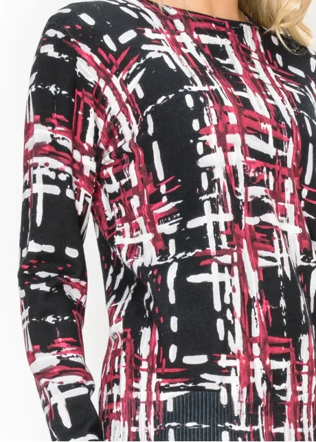 Brush Stroke Print Knit Sweater