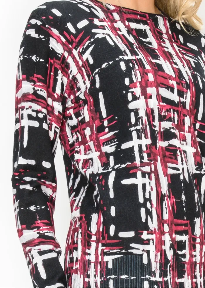 Brush Stroke Print Knit Sweater