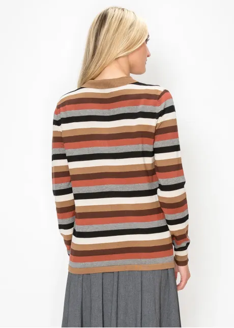 Multi Stripe Collared Knit Top