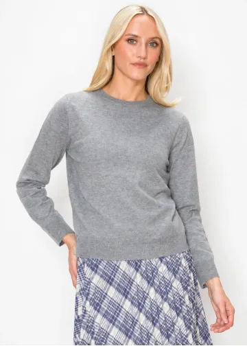 Heathered Grey Long Sleeve Knit Top