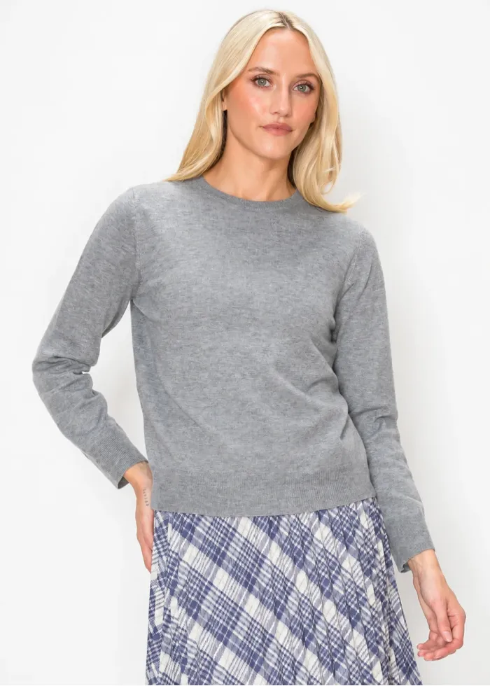 Heathered Grey Long Sleeve Knit Top