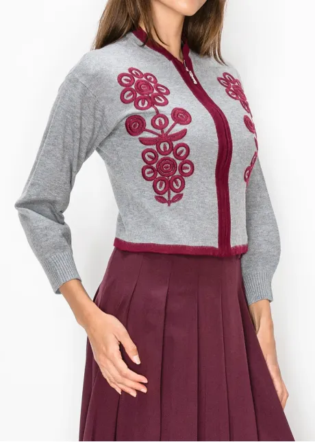 Soutache Embroidered Zip Cardigan