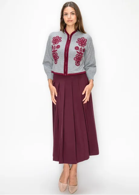 Soutache Embroidered Zip Cardigan