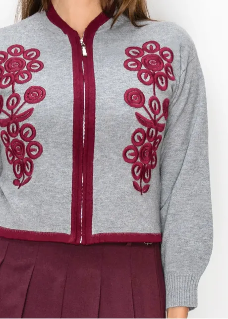 Soutache Embroidered Zip Cardigan