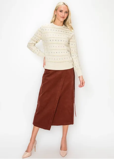Floral Stripe Knit Crewneck Sweater