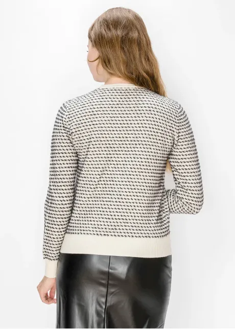 Textured Knit Sweater in Cream and Black