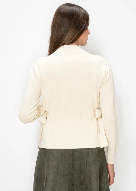 Cream Sweater with Ring Belt Detail