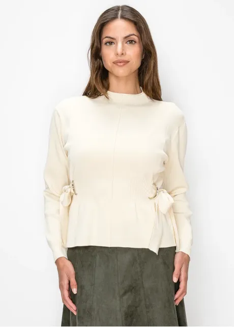 Cream Sweater with Ring Belt Detail
