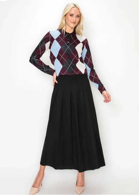 Burgundy Argyle Polo Sweater