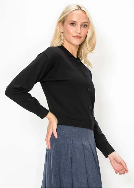 Cropped Black Knit Cardigan