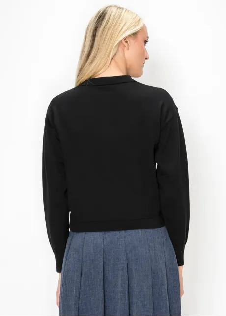Cropped Black Knit Cardigan
