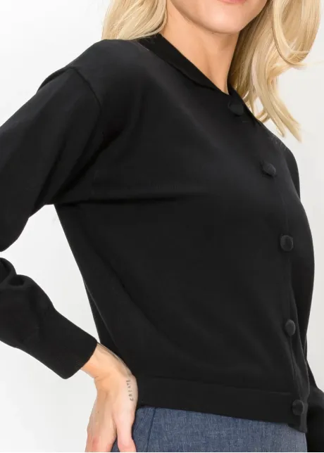 Cropped Black Knit Cardigan