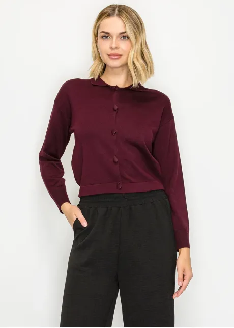 Soft Knit Cardigan in Burgundy