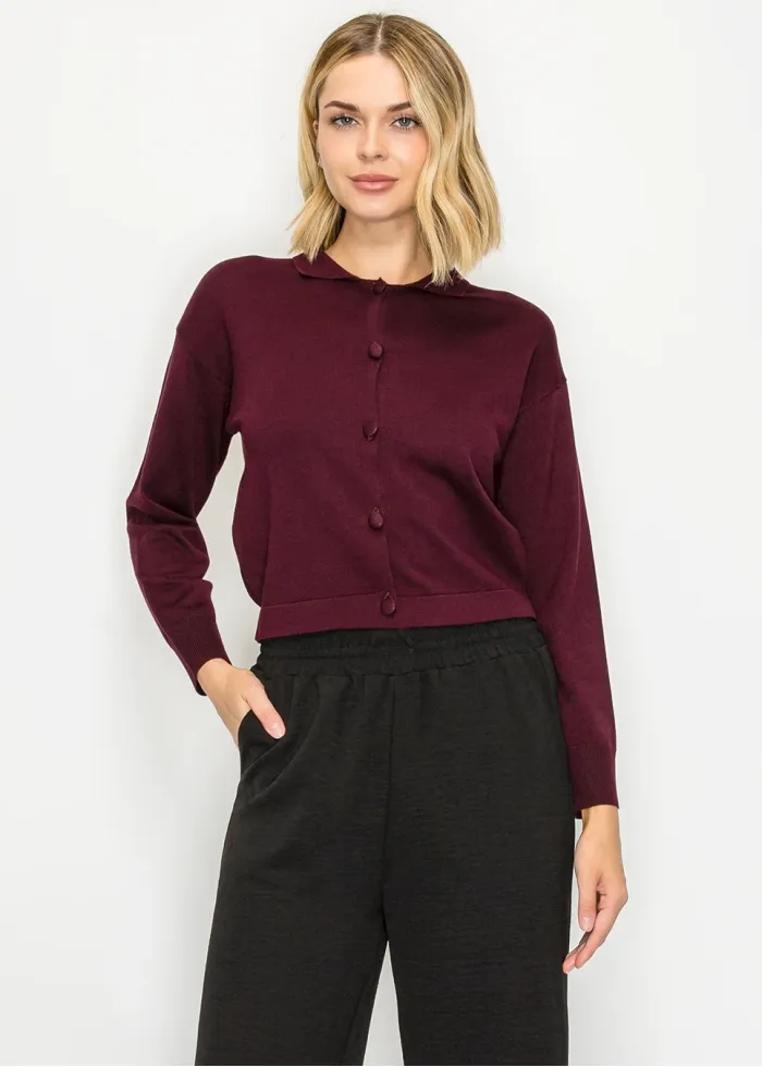 Soft Knit Cardigan in Burgundy