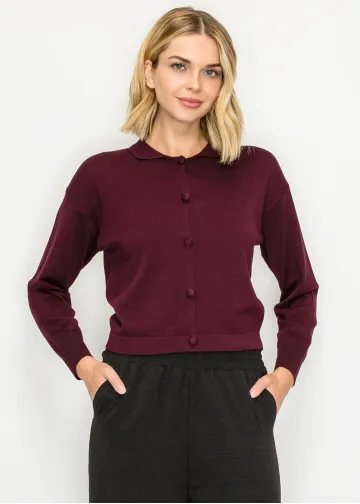 Soft Knit Cardigan in Burgundy