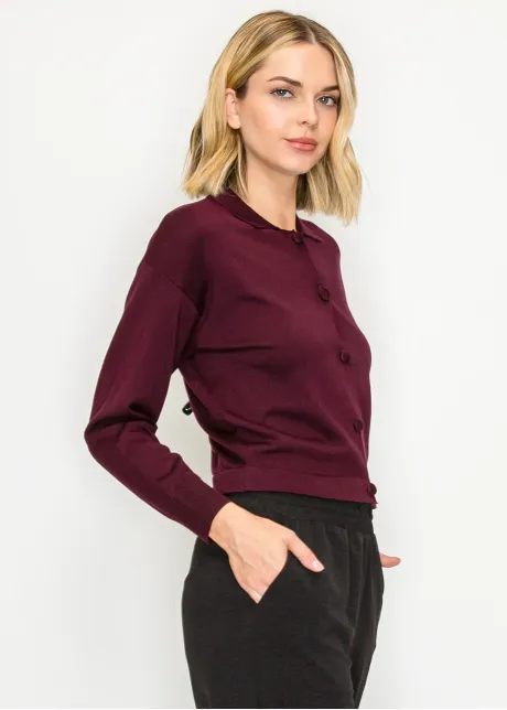 Soft Knit Cardigan in Burgundy
