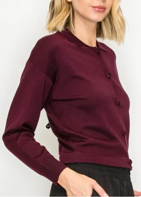 Soft Knit Cardigan in Burgundy