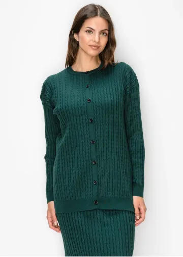 Forest Green Button Front Cardigan