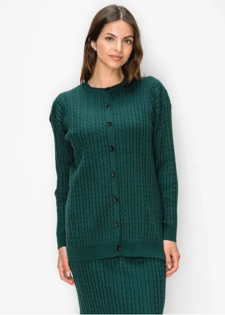 Forest Green Button Front Cardigan