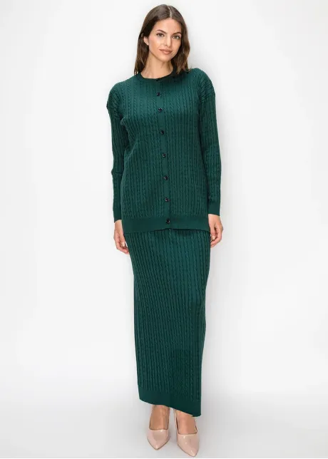 Forest Green Button Front Cardigan