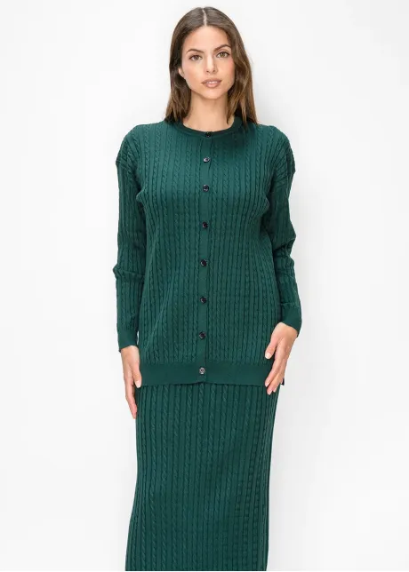 Forest Green Button Front Cardigan