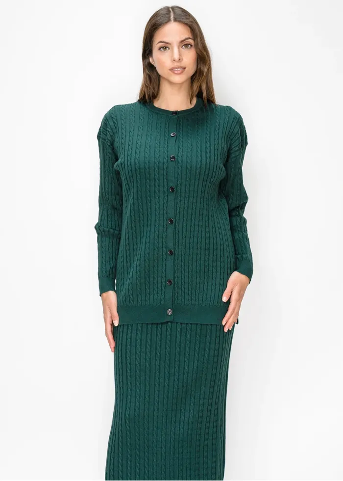 Forest Green Button Front Cardigan