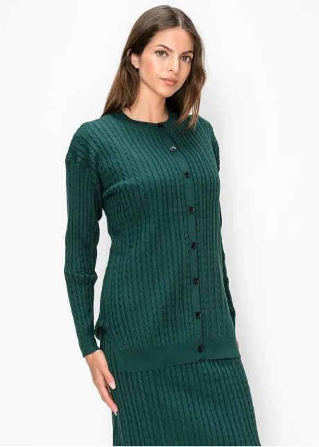 Forest Green Button Front Cardigan