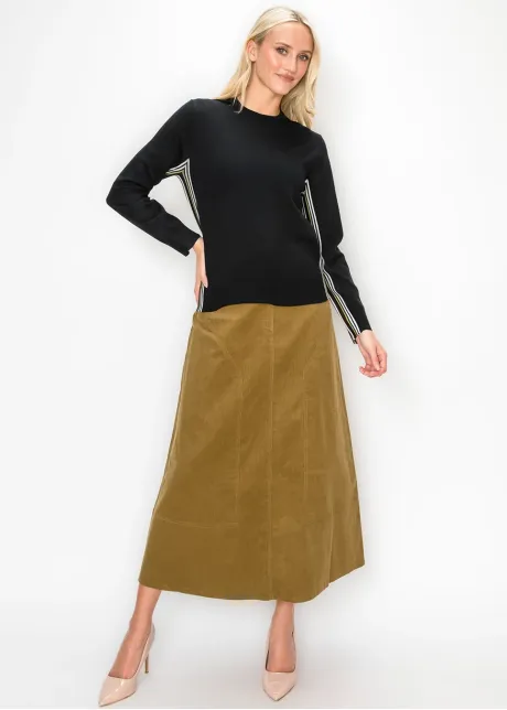 Side Panel Stripe Sweater in Black