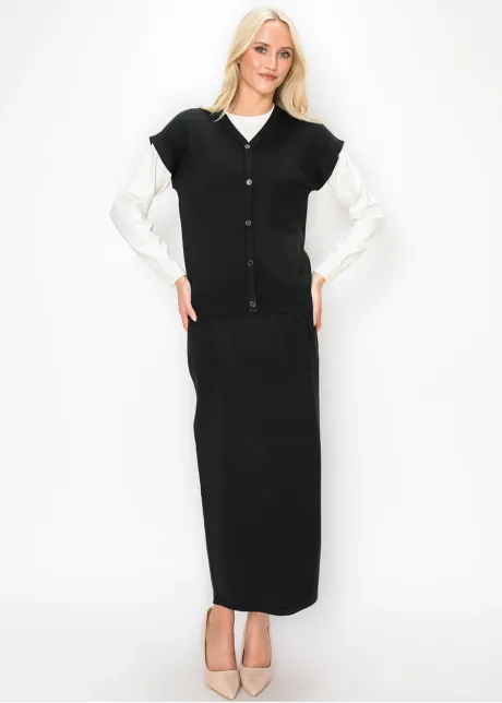 Black Sweater with White Contrast Sleeves
