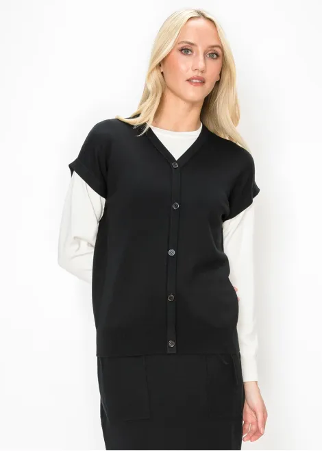 Black Sweater with White Contrast Sleeves