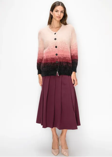 Ombré Knit Cardigan in Pink and Black