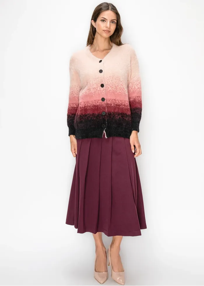 Ombré Knit Cardigan in Pink and Black