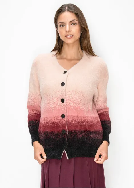 Ombré Knit Cardigan in Pink and Black