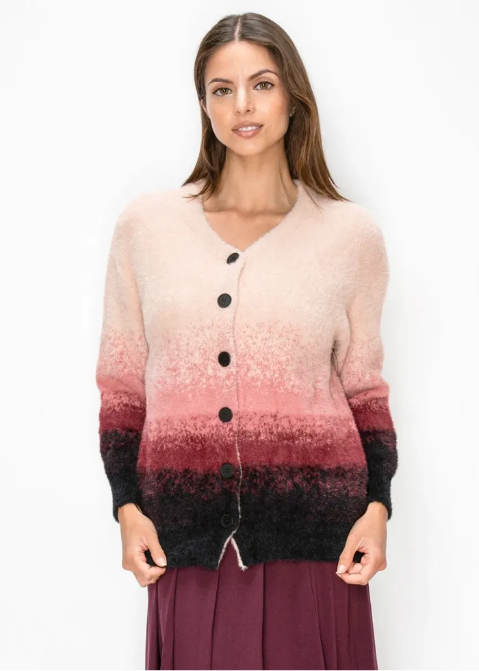 Ombré Knit Cardigan in Pink and Black