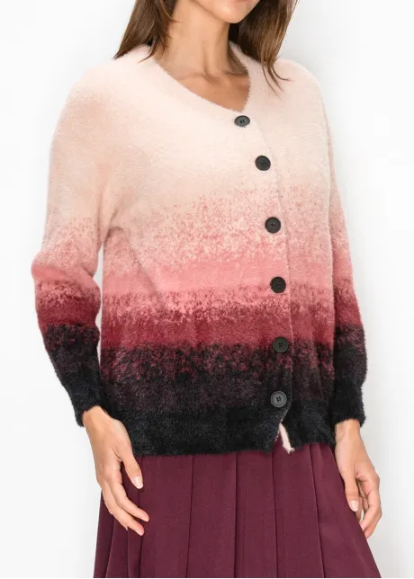 Ombré Knit Cardigan in Pink and Black