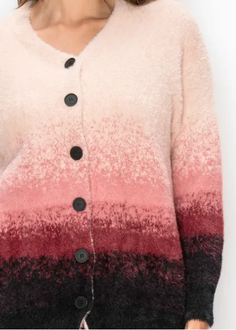 Ombré Knit Cardigan in Pink and Black