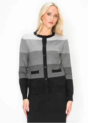 Colorblock Grey and Black Knit Cardigan
