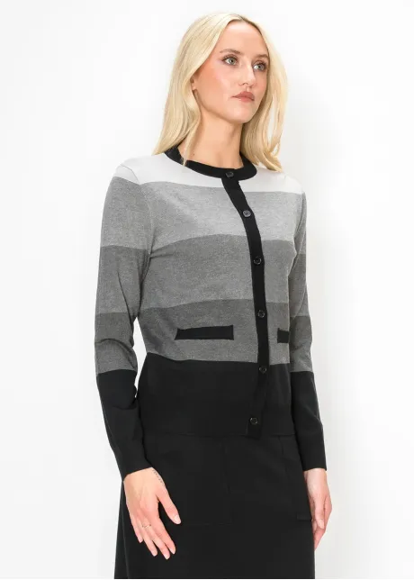 Colorblock Grey and Black Knit Cardigan