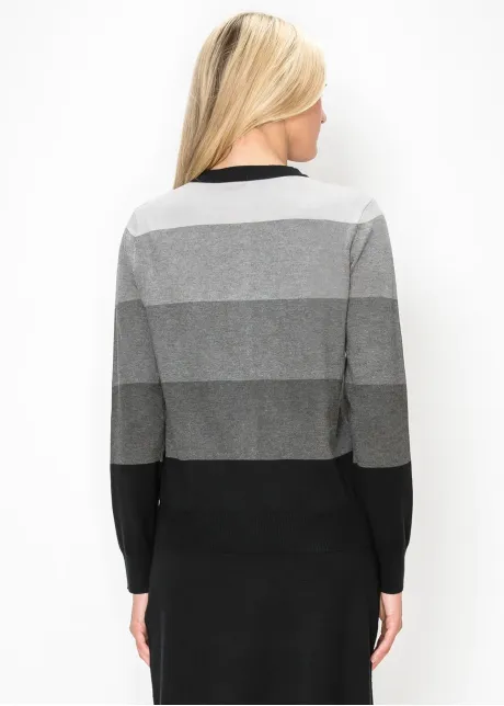Colorblock Grey and Black Knit Cardigan