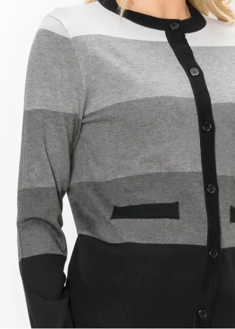 Colorblock Grey and Black Knit Cardigan