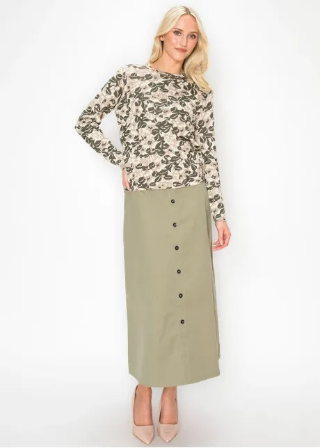 Floral Knit Pullover in Olive