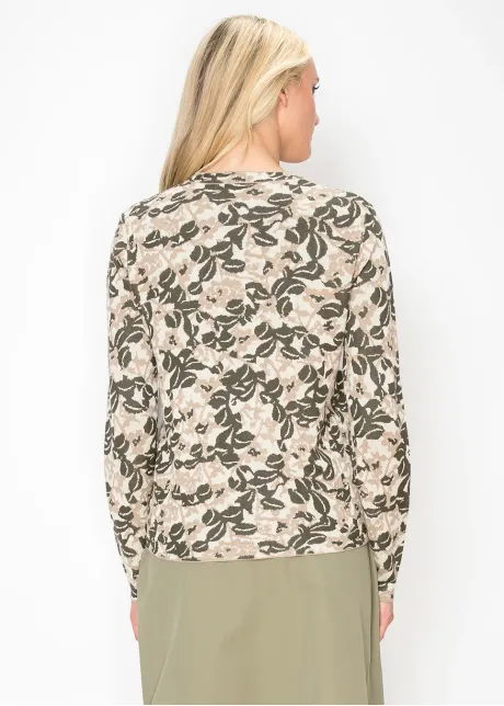 Floral Knit Pullover in Olive