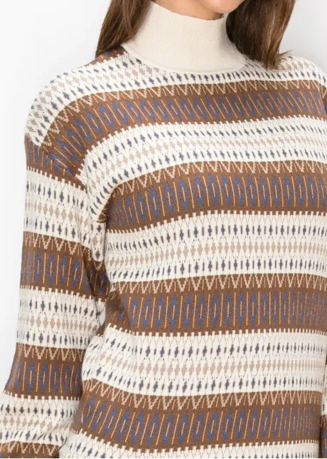 Geometric Stripe Fair Isle Pullover