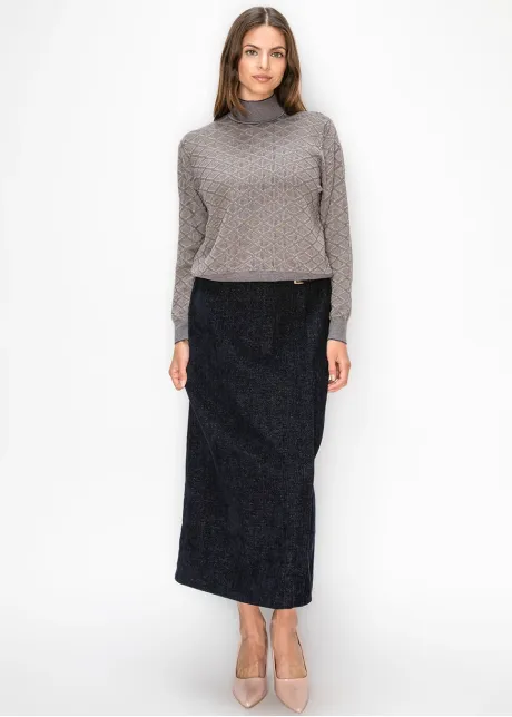 Geometric Jacquard Mock Neck Sweater