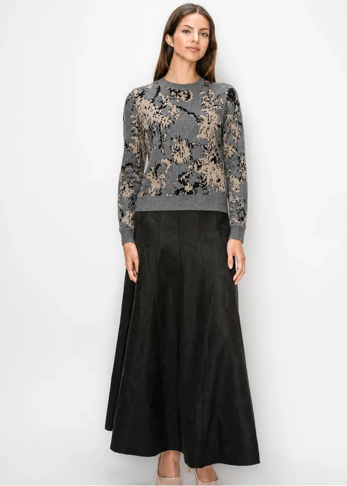 Floral Jacquard Crewneck Sweater
