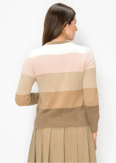 Camel and Pink Ombre Stripe Cardigan