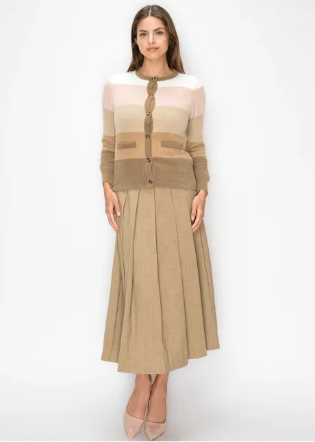 Camel and Pink Ombre Stripe Cardigan