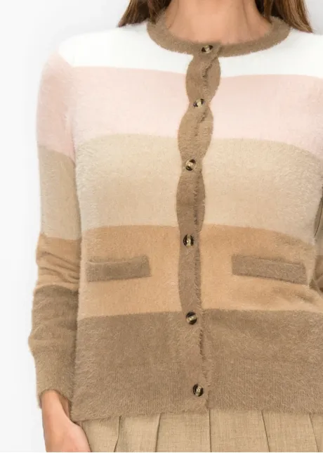 Camel and Pink Ombre Stripe Cardigan