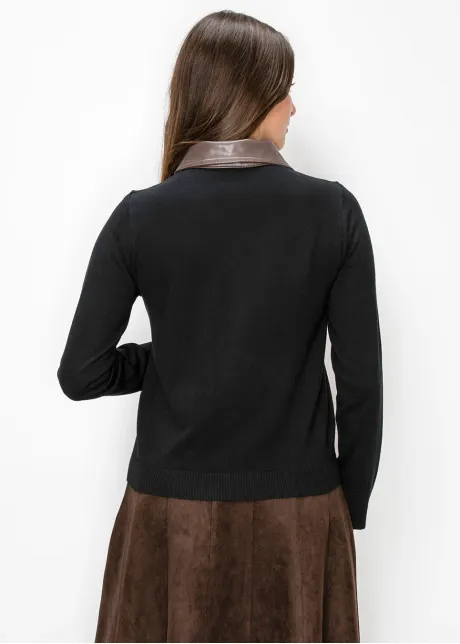Contrast Trim Button Cardigan